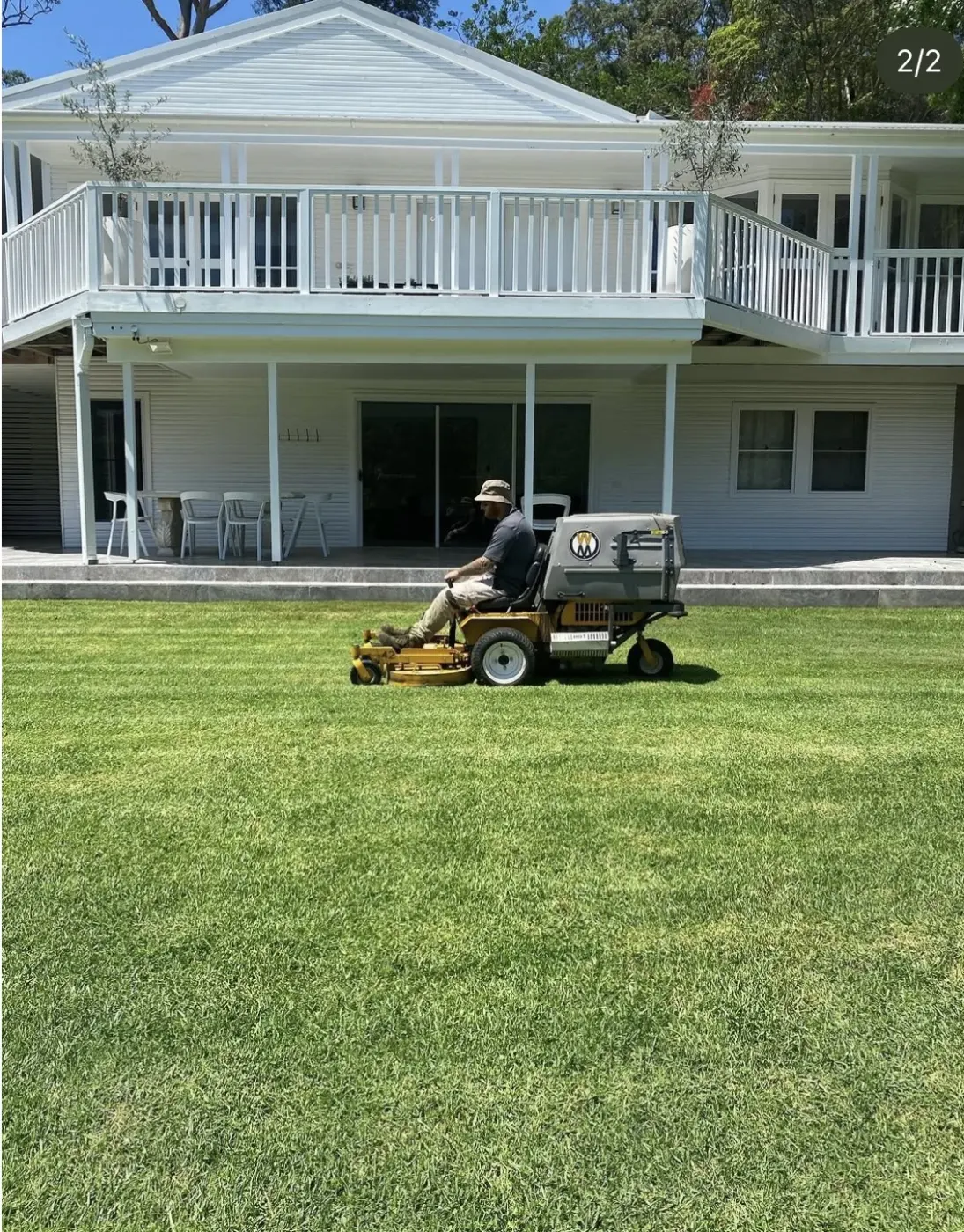 Shawn mowing a luxury property in Maitland NSW